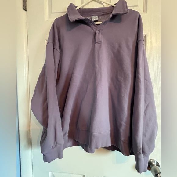 Aritzia Tops - Aritzia Tna Cozy Boyfriend Fleece Collared Sweatshirt 2XL oversized polo style